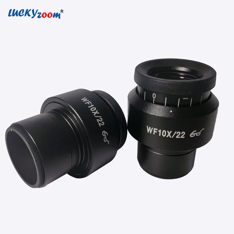 Lucky Zoom Professional&nbsp;2pcs Adjustable Stereo Microscope Eyepiece 10X Brand 22MM Wide Field Binocular Trinocular Microscope Oculars Microscopio Lens