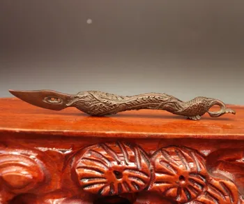 

16 CM China red Copper Lucky Animal bird fenghuang phoenix tea-leaves Tea knife