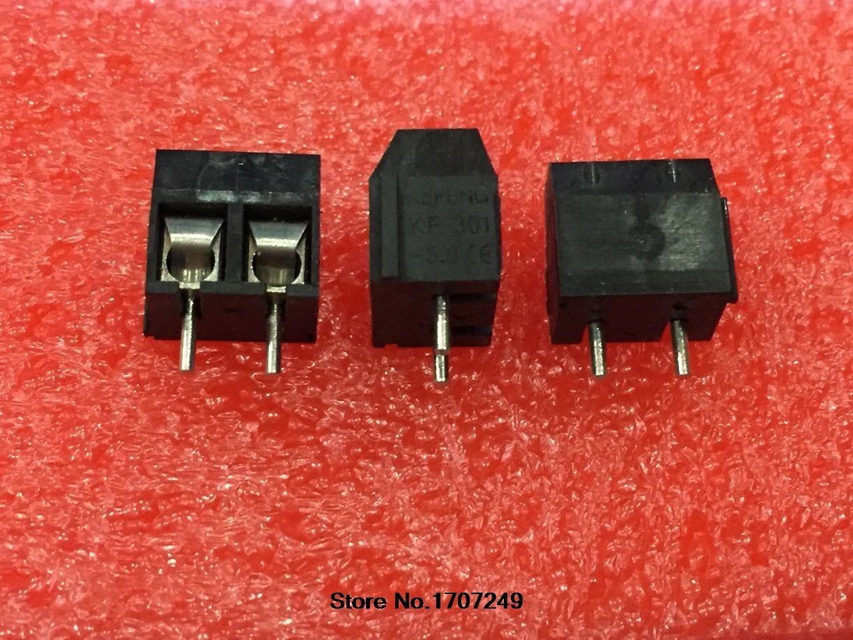 

Free Shipping 100PCS Black KF301-5.0-2P KF301-2P KF301 2P "-" Screw 5.0mm Straight Pin PCB bloco terminais Block Connector ROHS