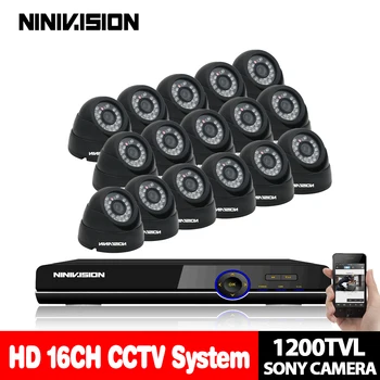 NINIVISION Home CCTV system 16ch 1080P Dome Sony 1200tvl security camera system dvr kit 16 channel CCTV DVR recording System