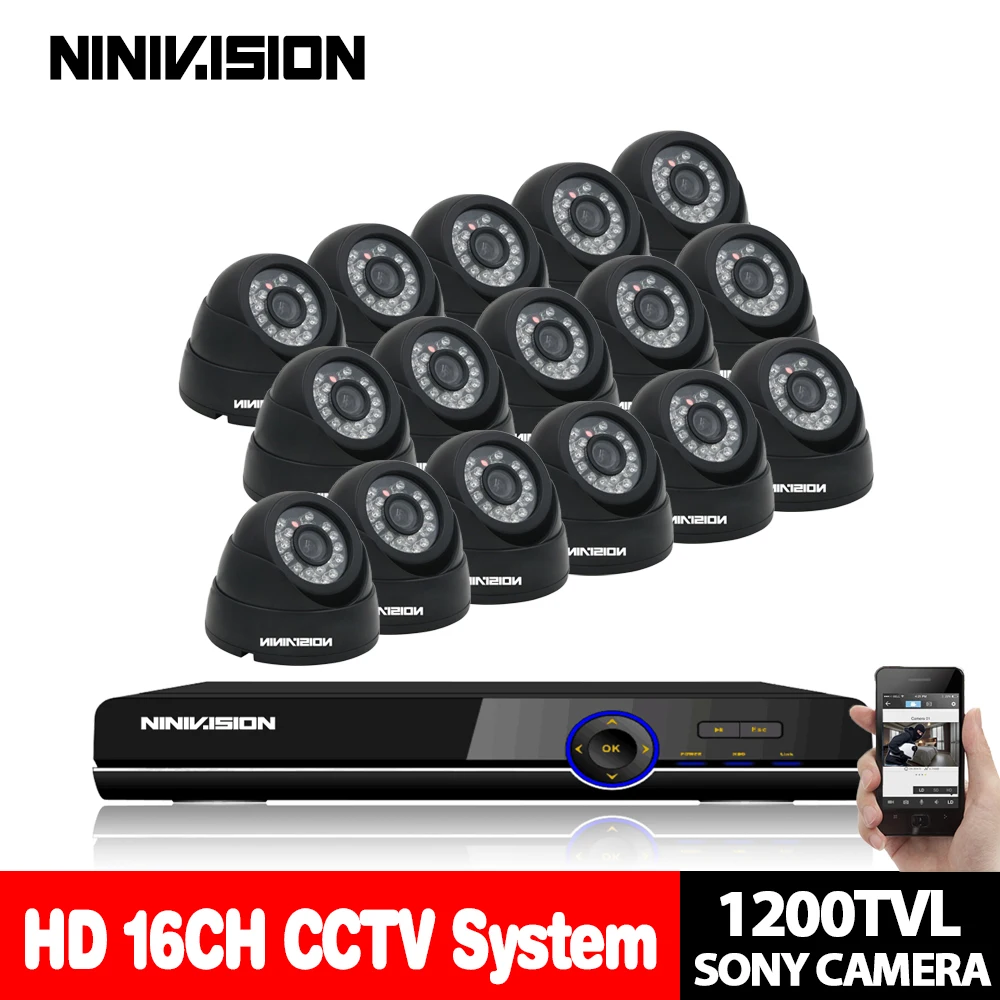 Камера видеонаблюдения NINIVISION 16 каналов 1080 пикселей купольная камера