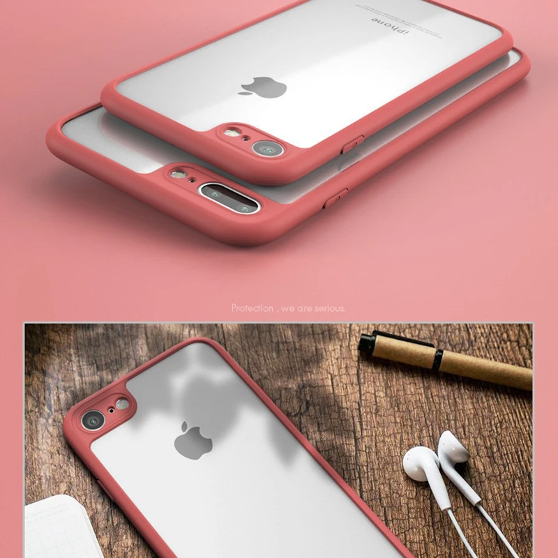 

Case For iPhone7 X 6S i6 i8 Phone Case Two in One Plus Matte Hard Shell Colorful Soft Edge TPU + PC 6S Cover For iPhone 8 6 plus