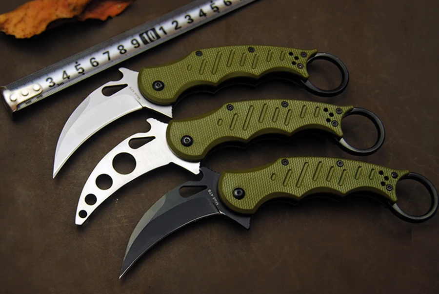

Latest Karambit Folding Knife 5Cr13 blade ABS handle Trainer Training Camping pocket knife Tactical Knives EDC tool
