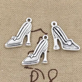

12pcs Charms high-heeled Shoes 16x14mm Antique Making Pendant fit,Vintage Tibetan Silver color,DIY Handmade Jewelry