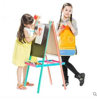 

New Arrival colorful Children drawing board writing board easel double-sided non-magnetic easel Bracket-type blackboard