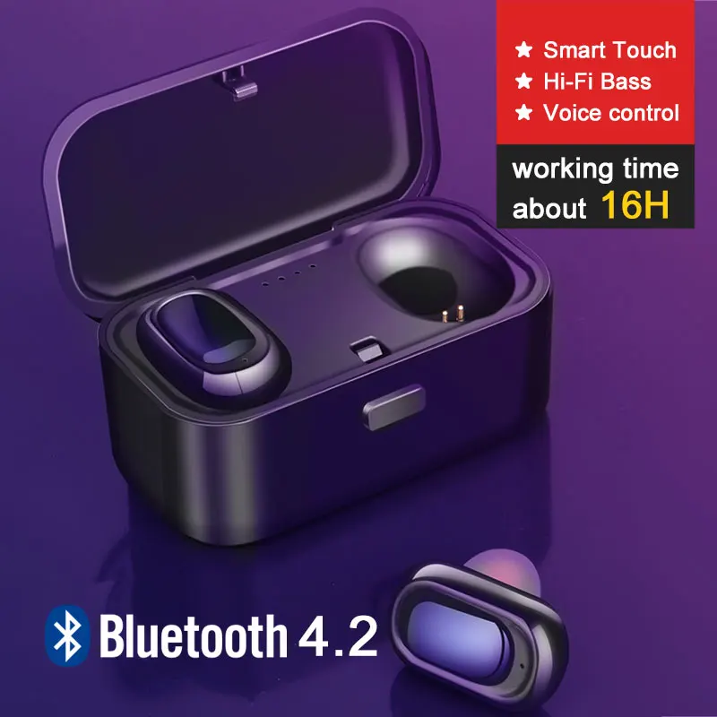 

TWS L1 Wireless Bluetooth HIFI Earphone V4.2 Waterproof Stereo Earbud Headset Built-in Mic with Charging Box for Smartphone