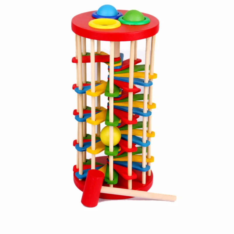 Finest  Wooden Toys Batting Ladder Hand Knock The Ball Montessori Mathematics Early Educational Colorful To