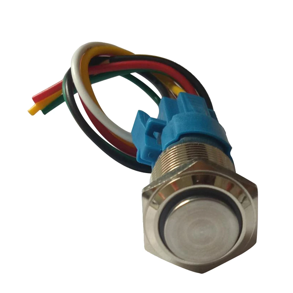 3-6V LED illuminated 250V 5A Momentary Waterproof Push Button Switch with Wire Adaptor 