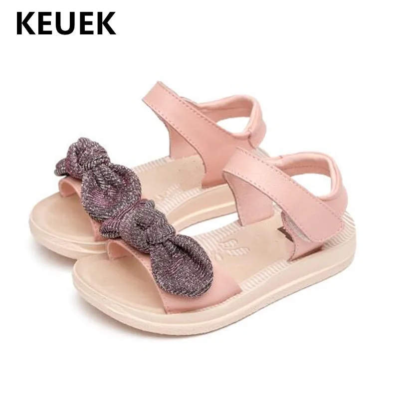 

New Summer Girls Sandals Children Princess Beach Shoes Toddler Baby Flat Soft bottom PU Leather Student Kids Shoes 018