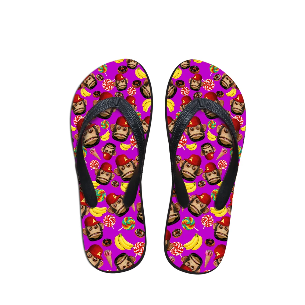 NOISYDESIGNS Fashion Women Flip Flops 3D Cute Monkey Prints Flats House