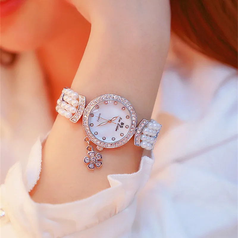 

top brand luxury bracelet watch women watches rose gold Pearl Strap womens watches diamond ladies watch clock relogio feminino