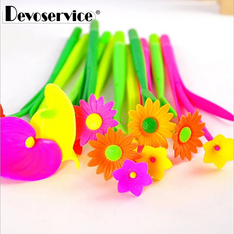 3Pcs/Pack Creative Cute Flower Gel Pen Stationery Flower Shape Neutral Pen Kids Ultra Fine 0.38mm Black Office School Supplies