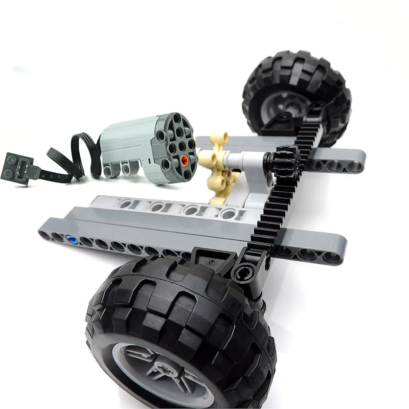 Technic Car Front Suspension Steering System Parts Sets with Electric Power Functions Servo Motor & Wheels Toy Compatible legoes