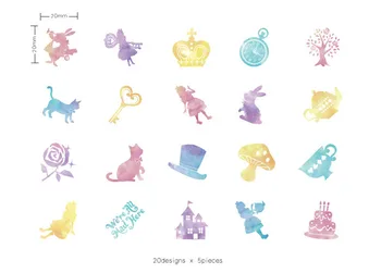 

100PCS/LOT Alice In Wonderland Colorful PVC Stickers Pack