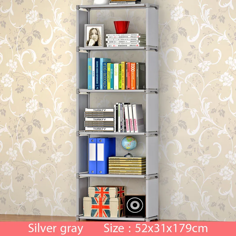 Multi-layer Simple Bookshelf Non-woven fabric organizer storage cabinet Assembly wall shelf bookcase home living room Furniture