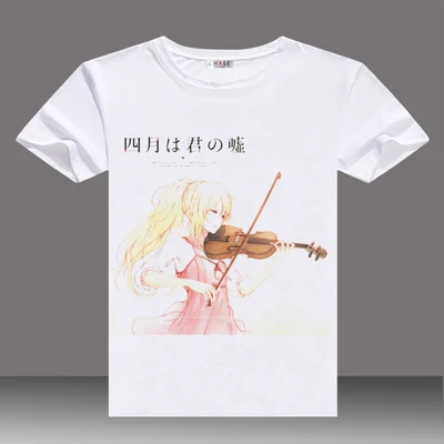 Футболка с рисунком «Ваша лежа в Эйприл», летняя футболка с круглым вырезом и короткими рукавами, миязоно Каори, повседневные футболки - Цвет: 14