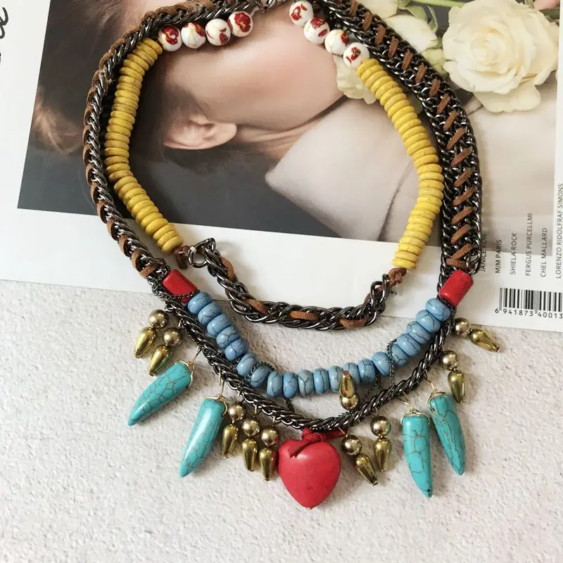 

Free Shipping Fashion Vintage Choker Collar Natural Stone Punk Styles Necklace