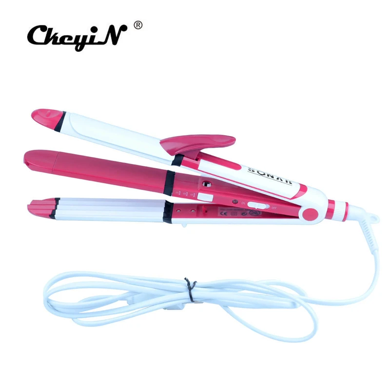 

3 In 1 Electric Corn Curls Hair Curler And Straightener Personal Hair Styling Tools Wave Tourmaline Ceramic Styler Curling Iron