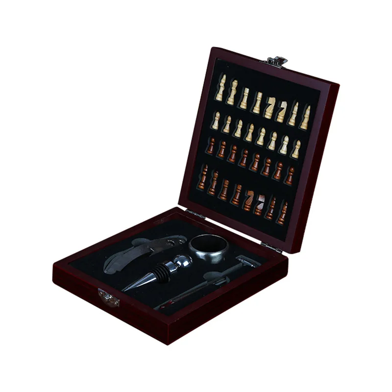 Креативный винный инструмент открывалка для бутылок с шахматным квадратная деревянная винная Коробка Подарочный набор