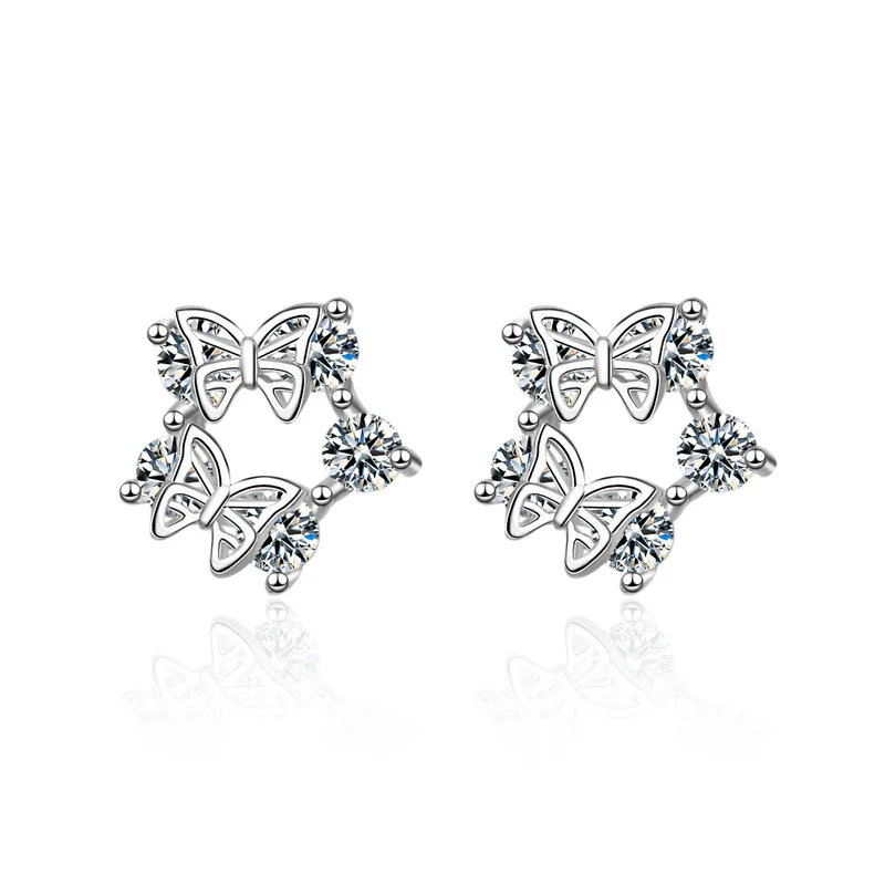 

Zircon earrings, butterfly earrings, S925 silver needles, female,fashion jewelry wholesale