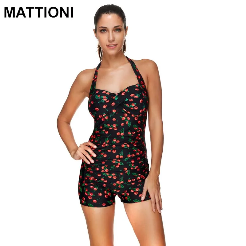 MATTIONI font b Women b font Swimwear One Piece Print Style Push Up Swimsuit Swimwear Print