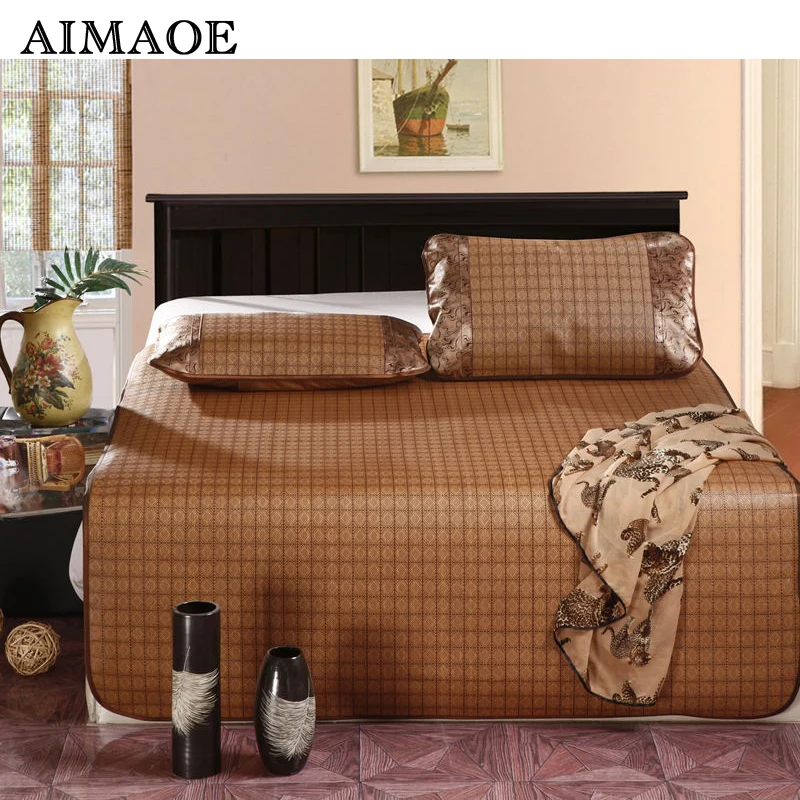 3pcs Summer Bedding Set Cooling Rattan Mat Folding Air Conditioning