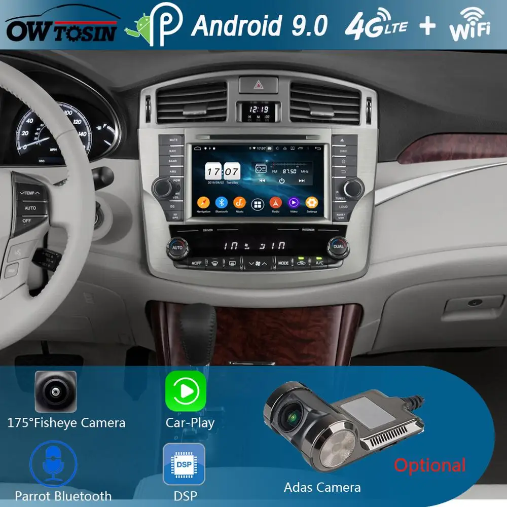 8" IPS Octa 8 Core 4GB RAM+64GB ROM Android 9.0 Car DVD Radio GPS Navi For Toyota Avalon 2011 2012 2013 DSP CarPlay Parrot BT