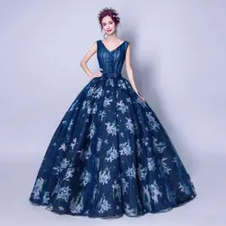 Темно-синий синие платья на выпускной v-образный вырез без рукавов жемчуг длинное официальное вечернее платья Цветочный Vestido Longo Festa Гала