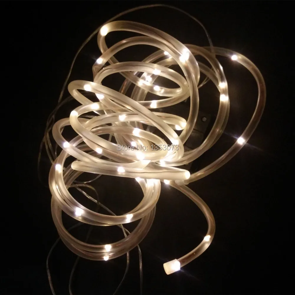 Christmas waterproof lights Solar LED String Lights Outdoor solar Rope Tube Led String Solar Powered Fairy Lights for Garden Fence Landscape warm white 1-1