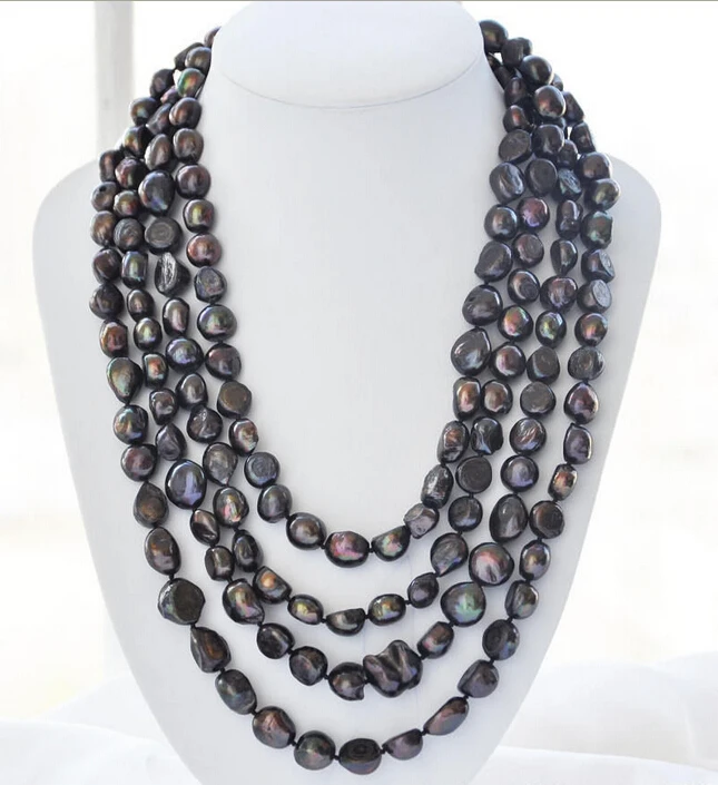 

A Z5956 Long 15mm black baroque freshwater pearl necklace 100inch