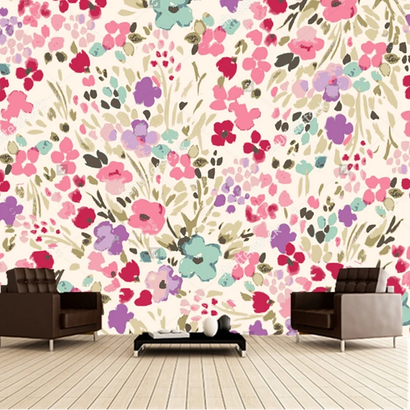 buy Custom floral wallpaper, 3D retro painting for living room bedroom sofa backdrop waterproof papel de parede