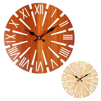 

Retro Digital Wooden Wall Clock Hollow Circular Circle- Shaped Wall Clock Ornaments Simple European Style Wall Clock Home Decor