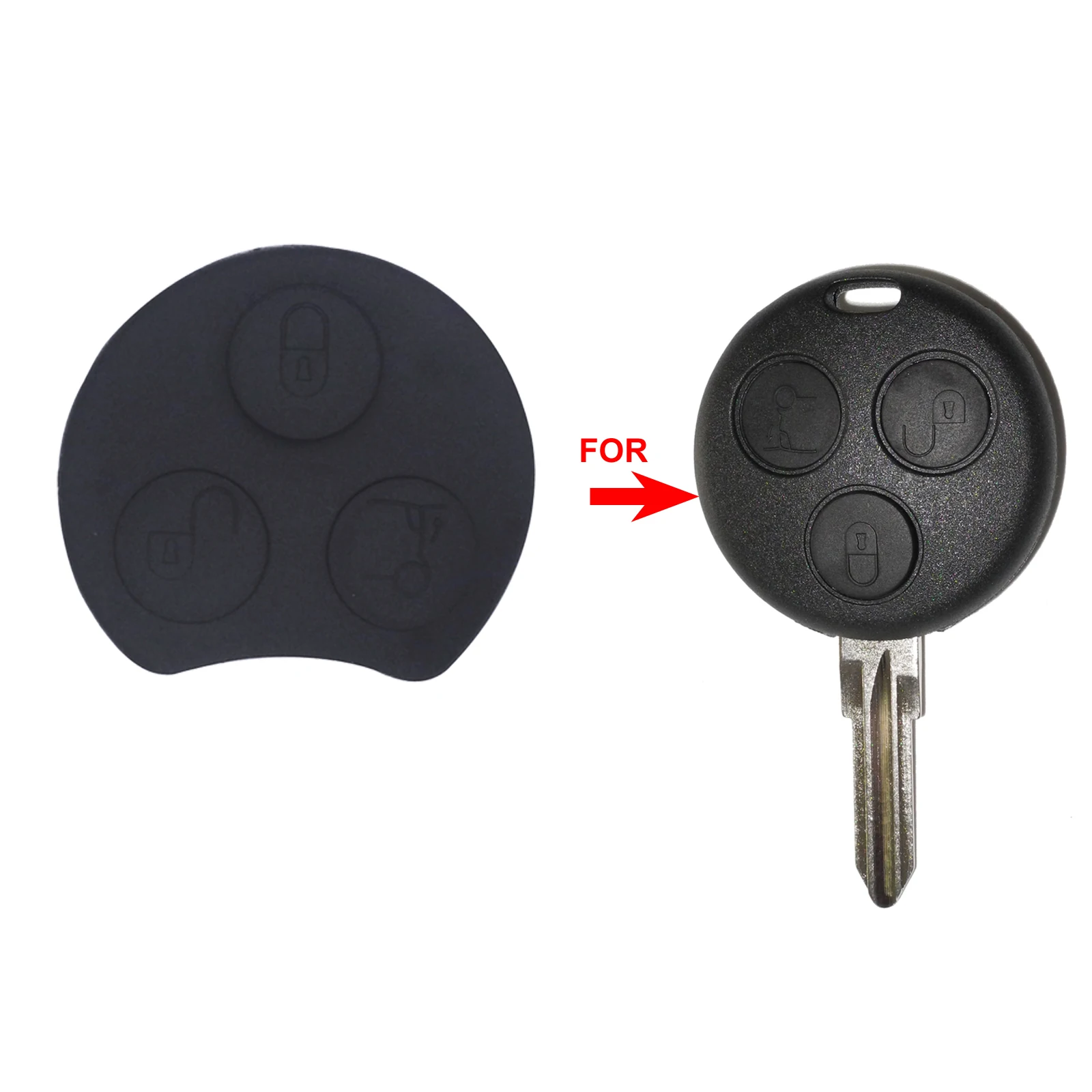 Keyforkess lotti pulsante Pad Car Styling per Mercedes Benz Smart Two 450 Mayitr Auto Remote Key Fob Case Shell Pad sostituzione 4 Keyforkess lotti pulsante Pad Car Styling per Mercedes Benz Smart Two 450 Mayitr Auto Remote Key Fob Case Shell Pad sostituzione -