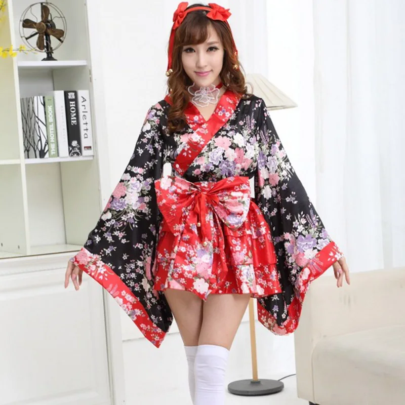 Love live Короткие Аниме косплей костюмы для женщин японское кимоно лолита кимоно костюм костюмы для женщин детское сексуальное черное платье - Цвет: Black Red