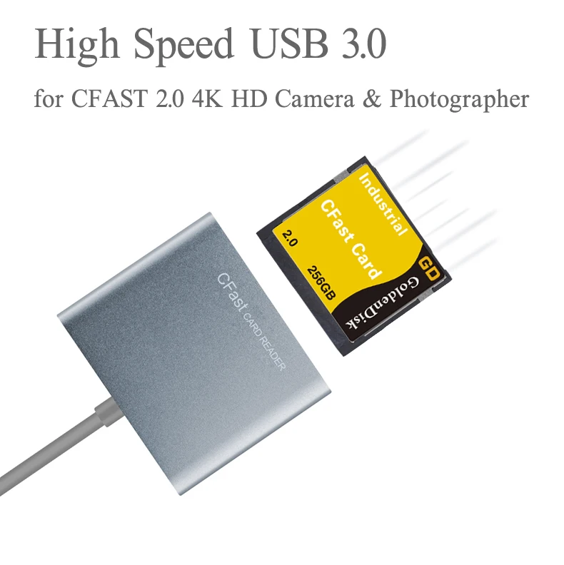 Goldendisk CFast кард-ридер-USB C-кард-ридер-кард-USB-C-портативный CFast 2,0 ридер/Писатель 500 МБ/с./с USB 3,0