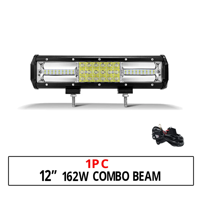 Partol 4 7 12 20 22 21 23; большие размеры 34-42 50 дюймов светодиодный светильник бар для Turcks 3-рядная прямые изогнутые светодиодный бар 12v 24v 6000K для внедорожник ATV - Цвет: 12inch 162w combo