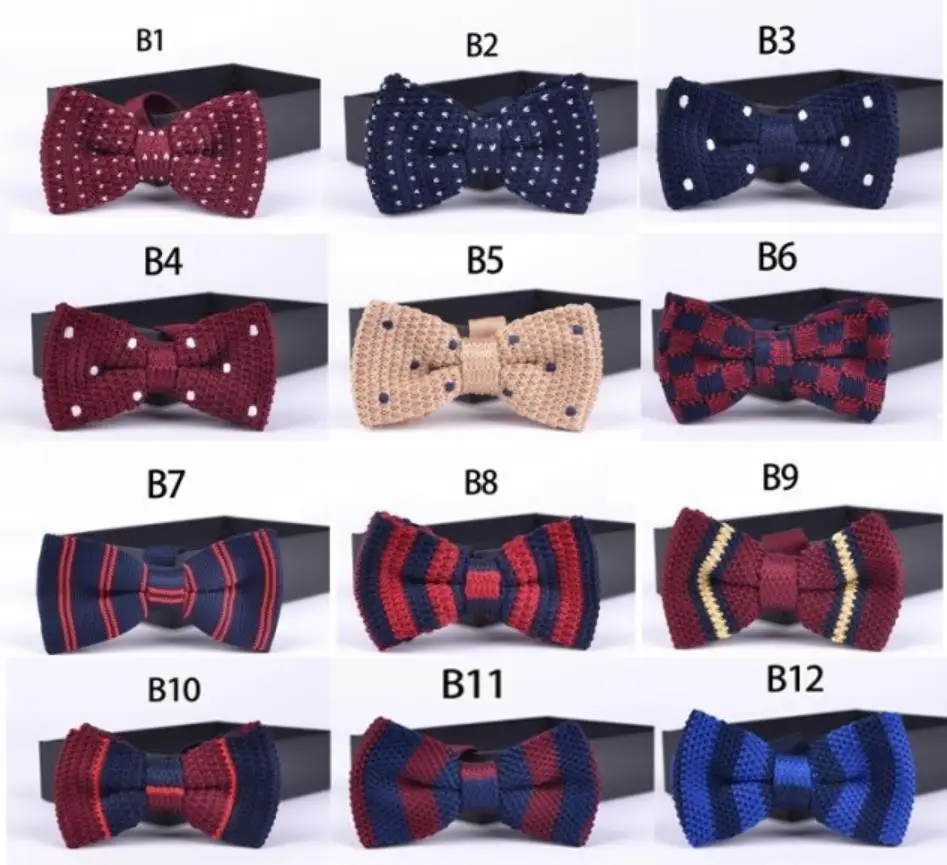 

200pcs/lot adult knitted geometric Bowtie/men Tuxedo General Party Neckties Butterfly knit plaid Bow tie