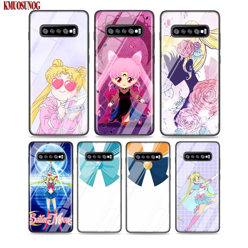 

Black Silicone Case Cut Sailor Moon Anime for Samsung Galaxy Note 10 9 8 Pro M30 M20 S10E S10 5G S9 S8 S7 Plus Cover