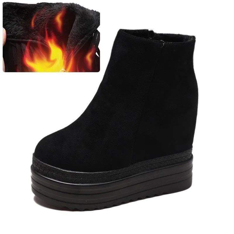 VIGOR/свежая женская обувь; ботинки на платформе; сезон осень; обувь на каблуке 11 см; Зимние ботильоны; женская обувь, увеличивающая рост; Теплая обувь; WY574