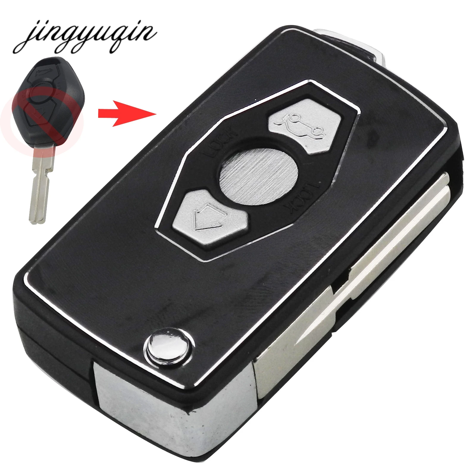

jinyuqin MODIFIED FOLDING FLIP 3 BUTTON KEY REMOTE SHELL CASE Fit FOR BMW 3 5 7 SERIES Z3 Z4 X3 X5 M5 325i E38 E39 E46
