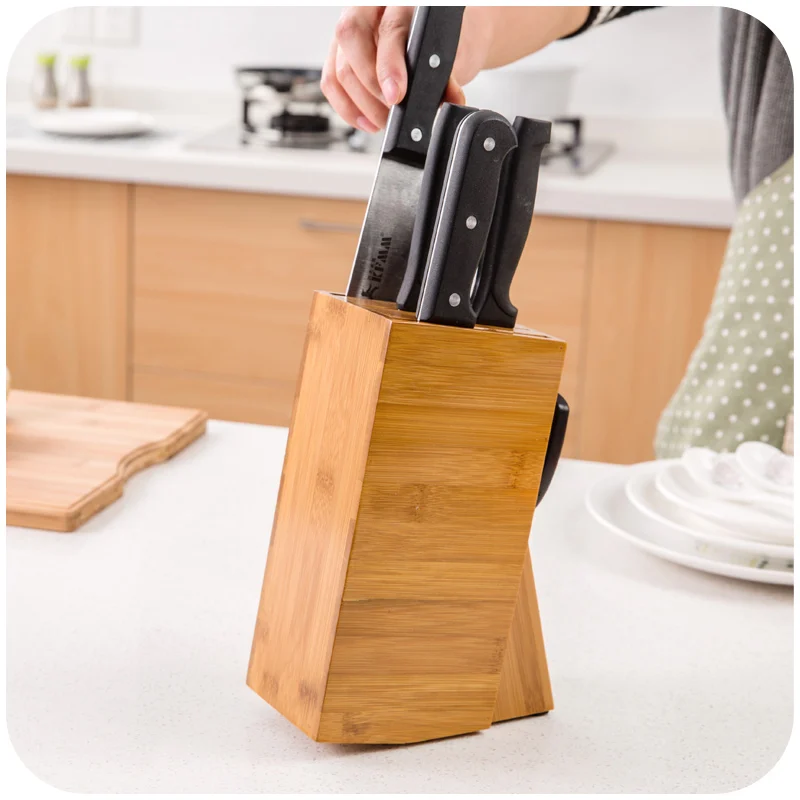 

Natural Bamboo Durable Knife Block Multi-purpose Cutting Tool Storage Racks Kitchen Knife Holder Wood Knife Rack Stand