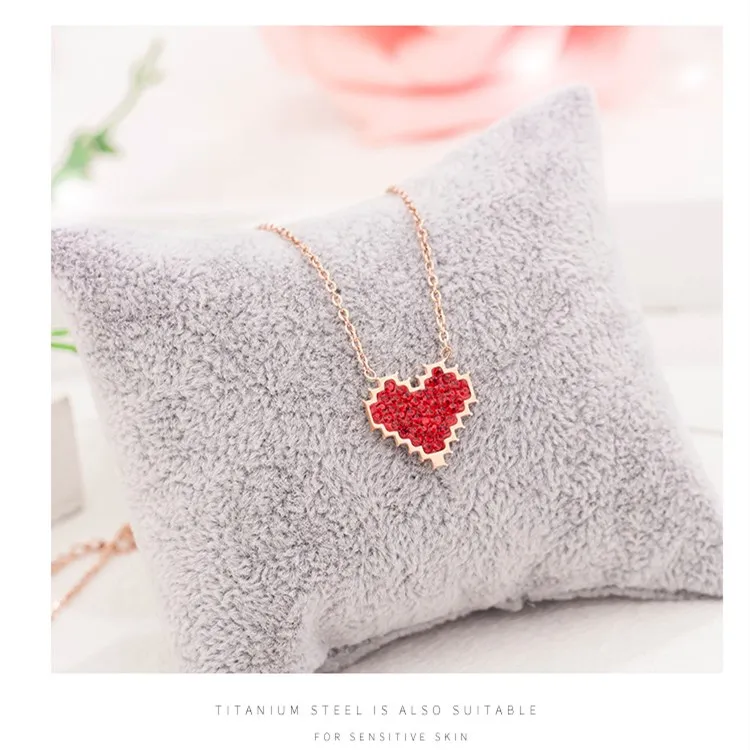 

2019 Red love rose gold titanium steel necklace female Crystal from Swarovski Simple Wild Fit Women Fit Party