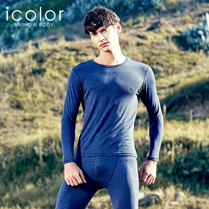 ICOLOR 2017 сохраняющие тепло пижамы мужские хлопковые с длинным рукавом одежда для