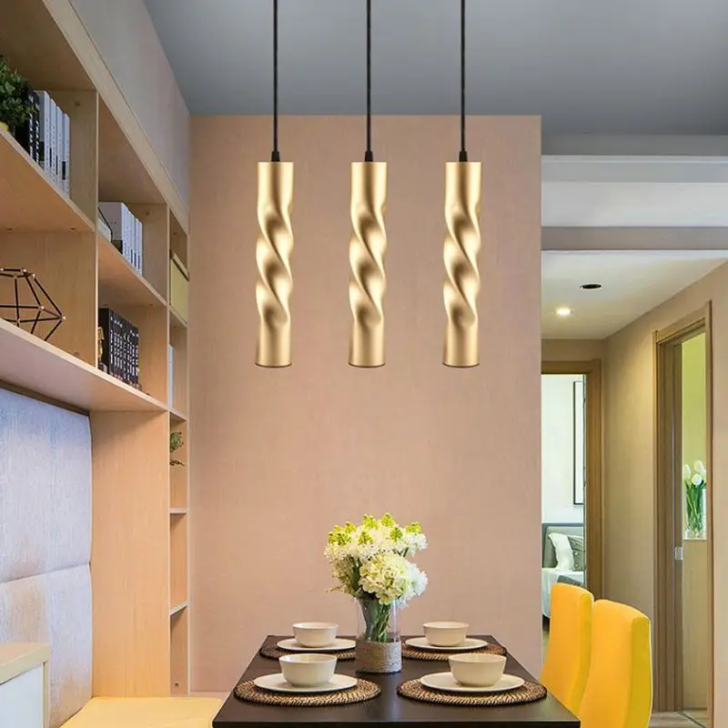 

Modern Pendant Lamp Long Tube Hanging Light S-shaped Thread For Dining Room Shop Bar Kitchen