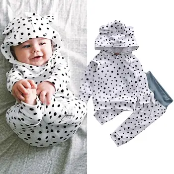 

2019 Newborn Baby Girls Boys Clothing Set Tops T-shirt Cotton Long Pants Casual Clothes 2pcs Outfits new Dot Set 0-24 M