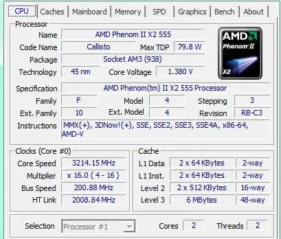 Двухъядерный процессор AMD Phenom II X2 555 3,2 ГГц(3,2 ГГц/6 м/80 Вт/2000 ГГц) процессор HDZ555WFK2DGM Socket AM3 938pin