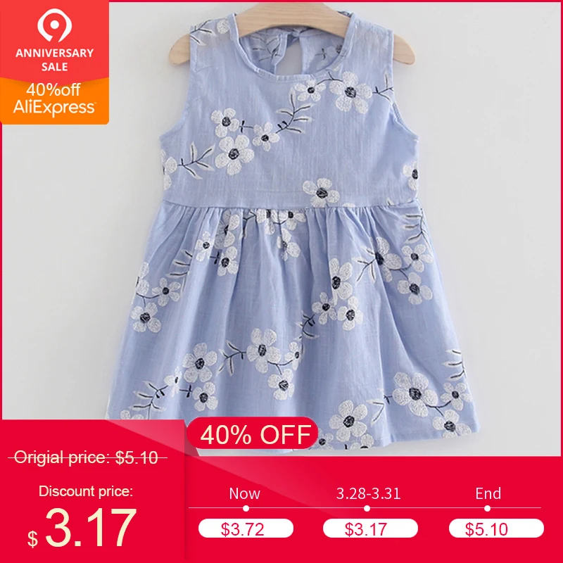 

2019 Toddler children Baby Girls Dresses clothes Summer Princess Dress Kids Baby Party Wedding Sleeveless Dresses girl costume