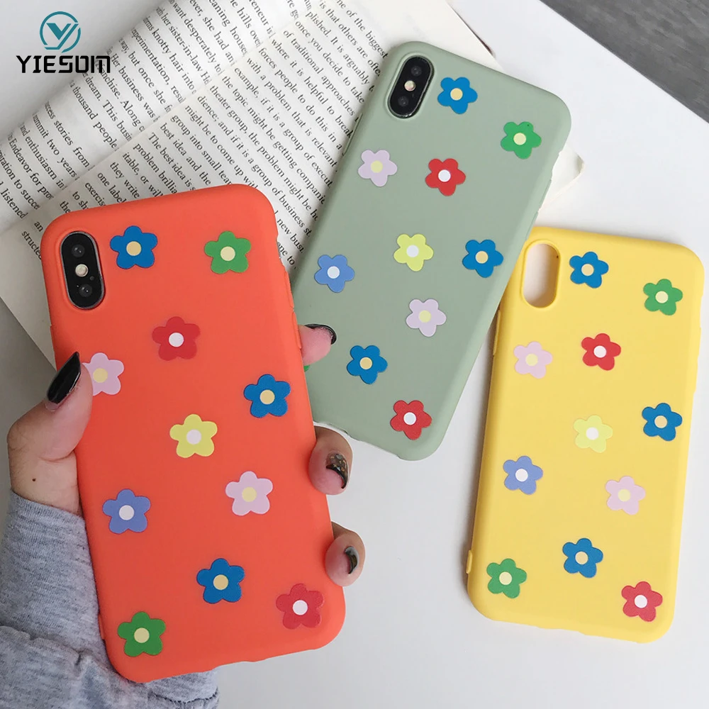 Case For iPhone XR XS Max 7 8 6S 6 Plus Cover Cute Colorful Flower Soft Silicone TPU Phone Cases X |