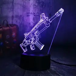 Новые классные Битва игры PUBG TPS SCAR-L винтовка светодиодный ночник настольная лампа RGB 7 цветов для мальчиков Игрушка для декора дома