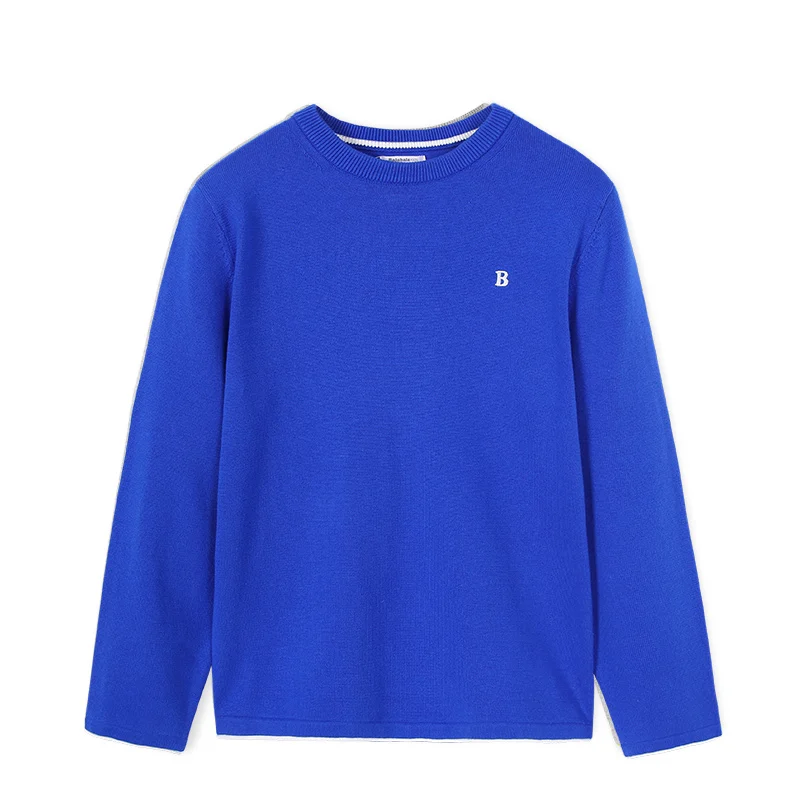 Balabala/Детский свитер; хлопковая одежда для мальчиков; Новинка года; осенняя одежда; свитер для больших детей; хлопковые топы - Цвет: Chinese Blue